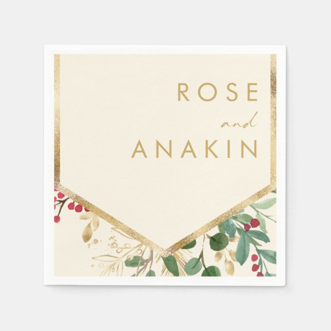 Moderne Weihnachtsgrün | Cream Wedding Napkins Serviette (Vorderseite)