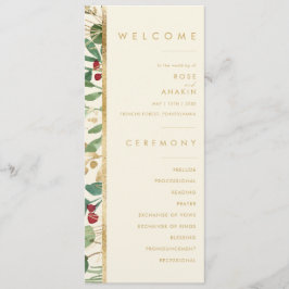 Moderne Weihnachtsgrün | Cream Wedding Program Programm