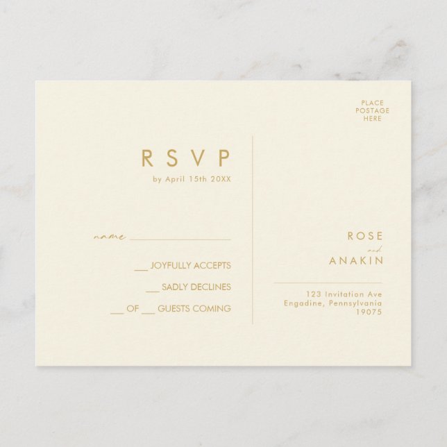 Moderne Weihnachtsgrün | Cream Wedding RSVP Postkarte (Rückseite)