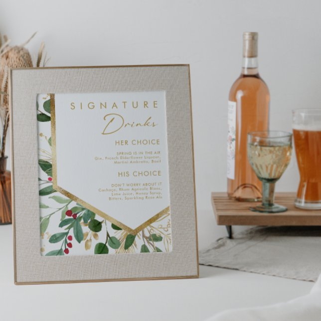 Moderne Weihnachtsgrün | Getränke mit weißer Unter Poster (Von Creator hochgeladen)