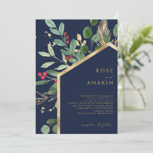 Moderne Weihnachtsgrün   Hochzeit der Marine Einladung