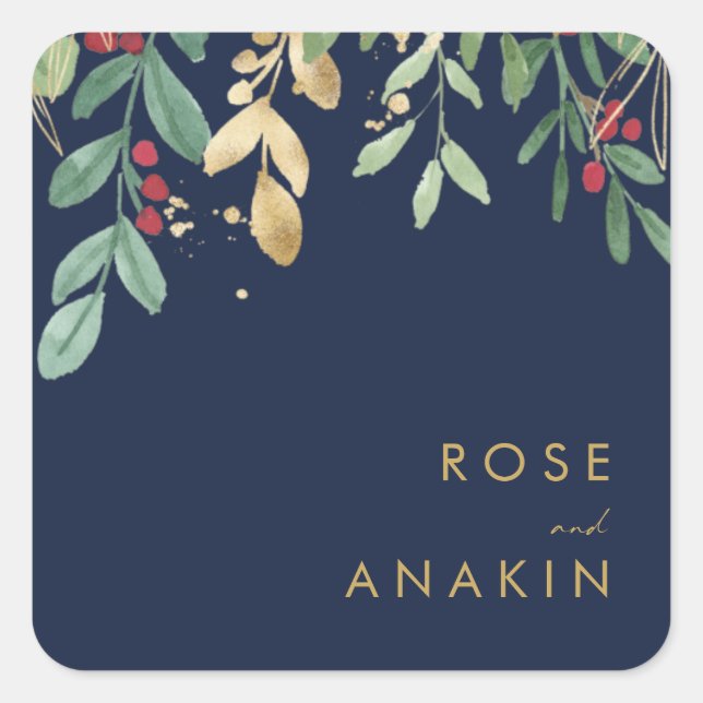 Moderne Weihnachtsgrün | Umschlag Aufkleber der Ma (Vorderseite)