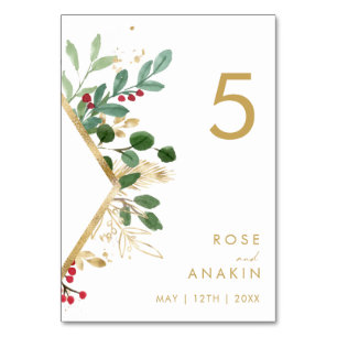 Moderne Weihnachtsgrün   Weiße Tischnummer