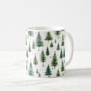 Moderne Weihnachtsgrünbaum-Feiertagsmuster Kaffeetasse