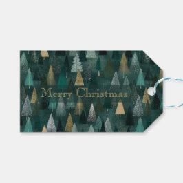Moderne Weihnachtsgrüne und Goldene Bäume Geschenk Geschenkanhänger