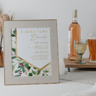 Moderne Weihnachtsgrünpflanzen   Weiße Signature-D Poster