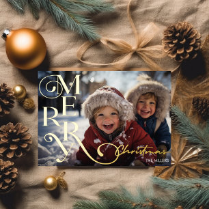 Moderne Weihnachtsgruß-Schrift-Typografie 1 Foto Folien Feiertagspostkarte