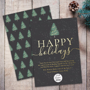 Moderne Weihnachtsgrüße Geschäft Logo Grau & Gold Folien Feiertagskarte