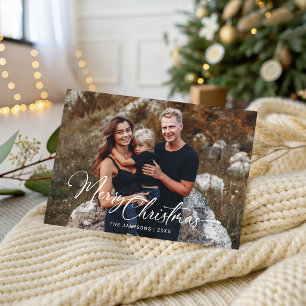 Moderne Weihnachtsgrüße Kalligrafie Schrift Foto Feiertagspostkarte