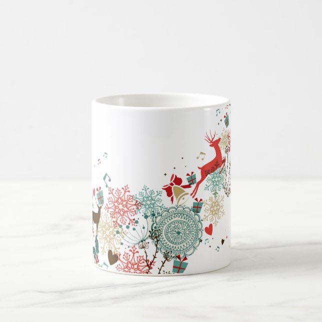 Moderne Weihnachtshirsche und Blume Kaffeetasse (Mittel)
