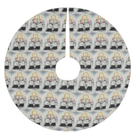 Moderne Weihnachtsjungen der 1950er Jahre Polyester Weihnachtsbaumdecke