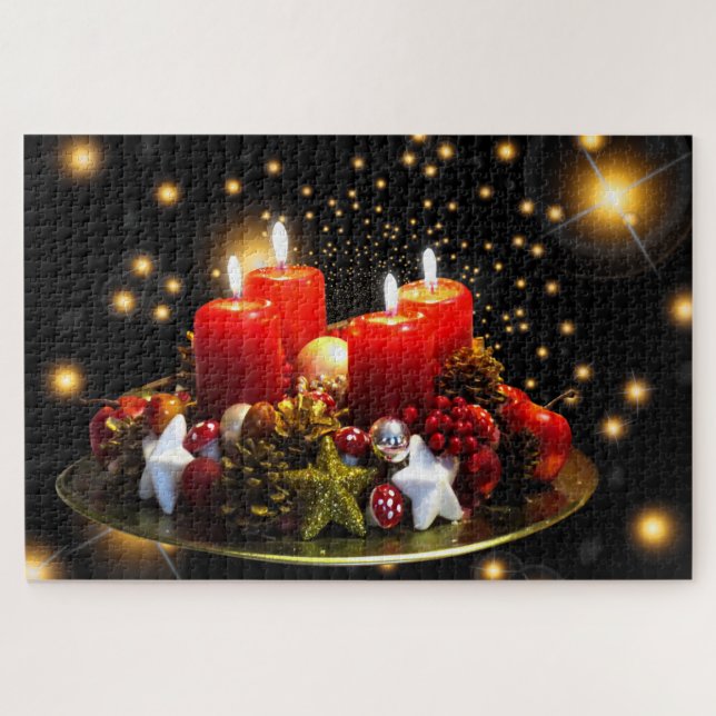 Moderne Weihnachtskandeln Chic Puzzle (Horizontal)