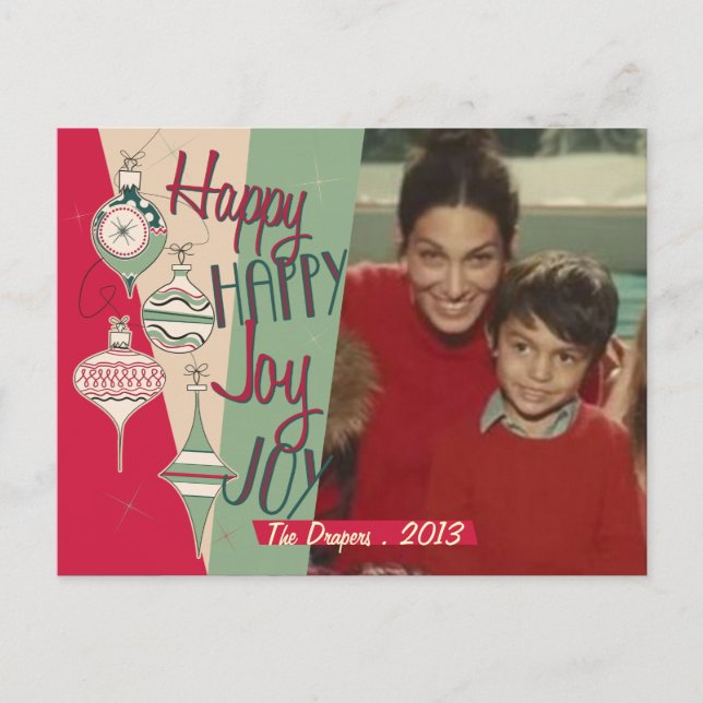 Moderne Weihnachtskarte des Mitteljahrhunderts Feiertagspostkarte (Vorderseite)