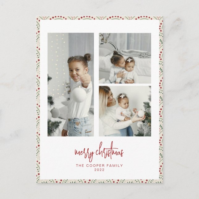 Moderne Weihnachtskarte Feiertagspostkarte (Vorderseite)