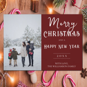 Moderne Weihnachtskarte für das Foto Rot Feiertagskarte