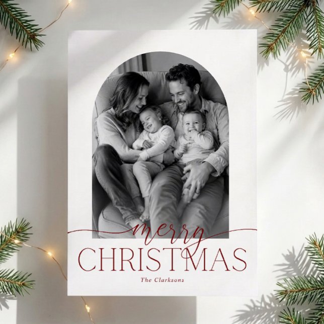 Moderne Weihnachtskarte mit Foto und Bogenform Einladung (Von Creator hochgeladen)