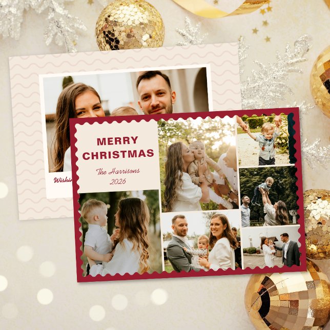 Moderne Weihnachtskarte mit Fotocollage Einladung (Von Creator hochgeladen)