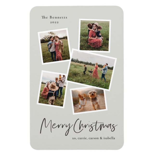 Moderne Weihnachtskarte mit Fotocollage Magnet (Vertikal)
