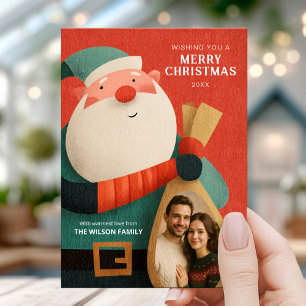 Moderne Weihnachtskarte mit Santa Einladung