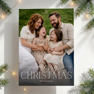 Moderne Weihnachtskarte mit voller Foto-Typografie Einladung