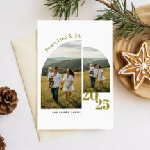 Moderne Weihnachtskarte mit zwei Fotos für die Fam