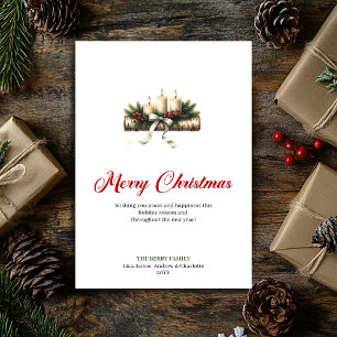 Moderne Weihnachtskerzen Tannen Grün Karte