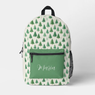 Moderne Weihnachtskiefernbäume in Aquarellfarben n Bedruckter Rucksack