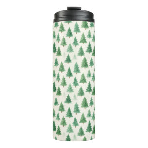 Moderne Weihnachtskiefernbäume Wasserfarben Nahtlo Thermosbecher