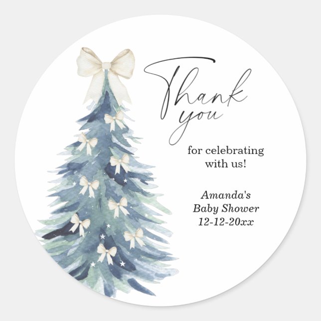 Moderne Weihnachtskieferndusche Runder Aufkleber (Vorderseite)