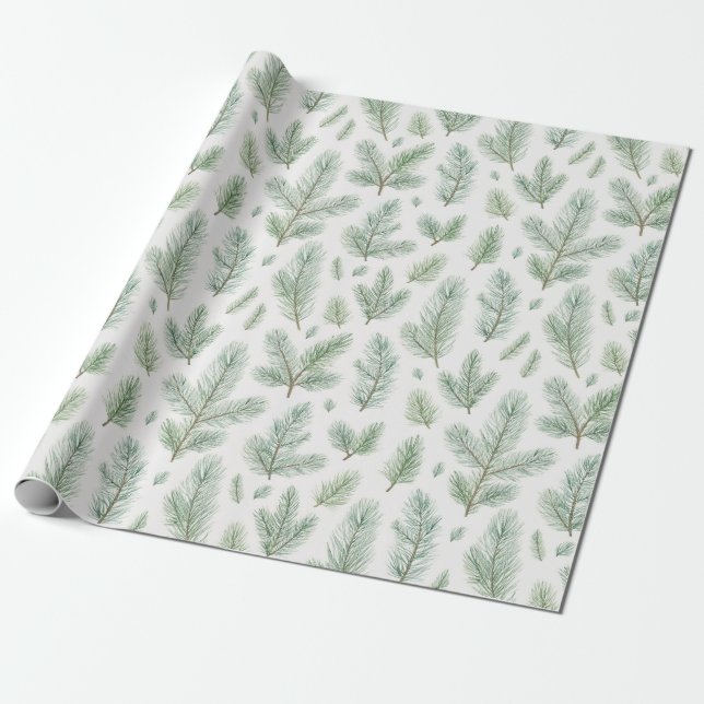 Moderne Weihnachtskiefernseher-Blätter Geschenkpapier (Ungerollt)