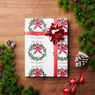 Moderne Weihnachtskranz-Personalisierung Geschenkpapier