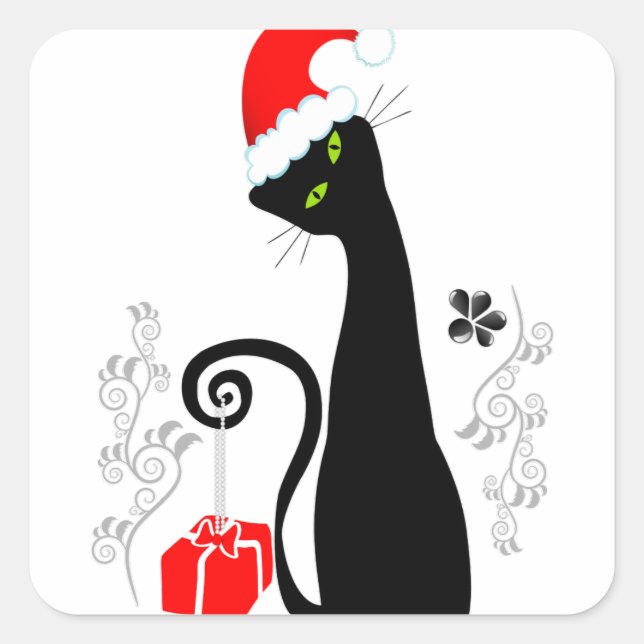 Moderne Weihnachtsküche Quadratischer Aufkleber (Vorderseite)