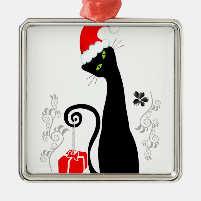 Moderne Weihnachtsküche Silbernes Ornament (Vorne)
