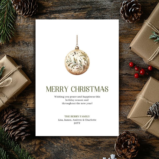 Moderne Weihnachtskugel Karte Soft Neutral Pastell (Modern Christmas Ornament Card Soft Neutral Pastels)