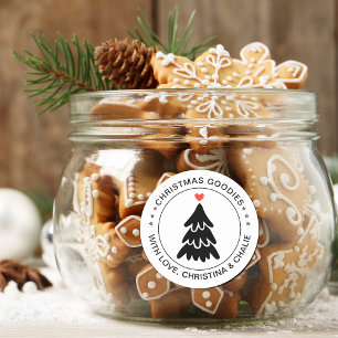 Moderne Weihnachtsleckereien Herz Personalisiert Runder Aufkleber