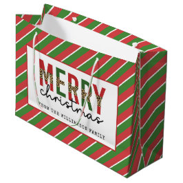 Moderne Weihnachtsleopard drucken Rote Grüne Strei Große Geschenktüte