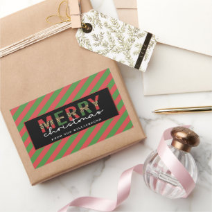 Moderne Weihnachtsleopard drucken Rote Grüne Strei Rechteckiger Aufkleber