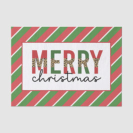 Moderne Weihnachtsleopard drucken Rote Grüne Strei Seidenpapier