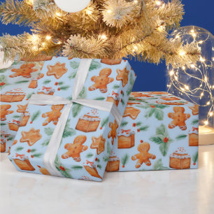 Moderne Weihnachtsmänner Lebkuchenmänner Dekoratio Geschenkpapier