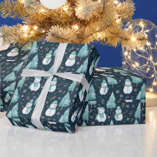 Moderne Weihnachtsmänner Schneemänner Schneeflocke Geschenkpapier