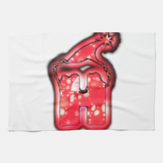 Moderne Weihnachtsmannmütze Collection Geschirrtuch (Horizontal)