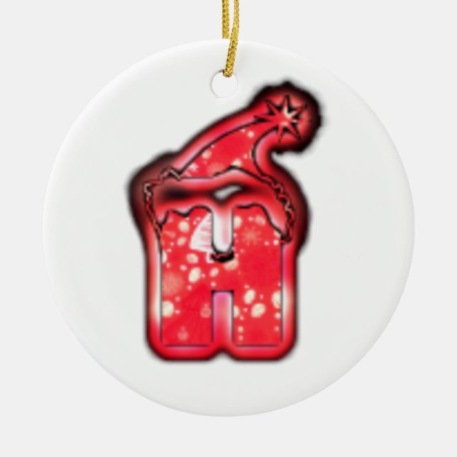 Moderne Weihnachtsmannmütze Collection Keramik Ornament (Vorne)