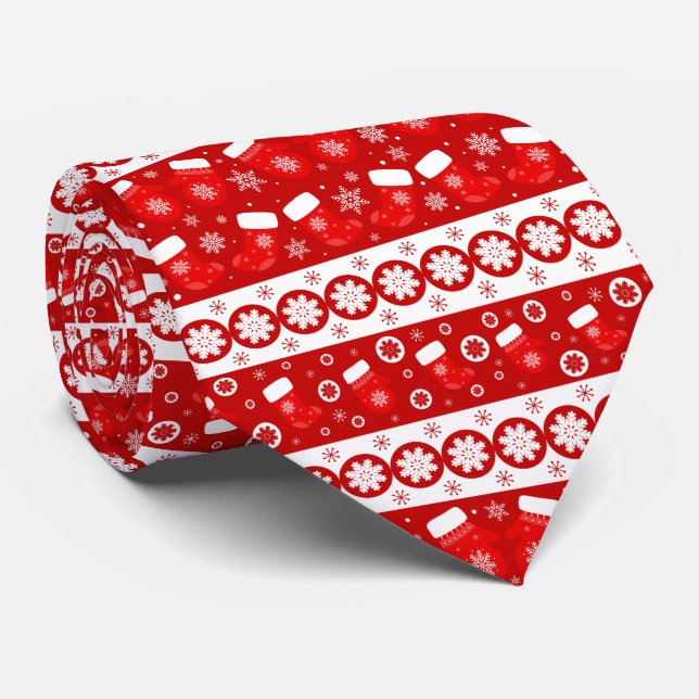 Moderne Weihnachtsmitten & Strumpf Muster Krawatte (Gerollt)