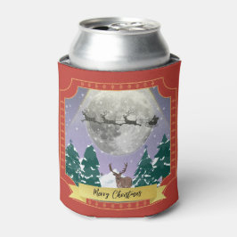 Moderne Weihnachtsnachtsnacht mit Santa Reindeer Dosenkühler