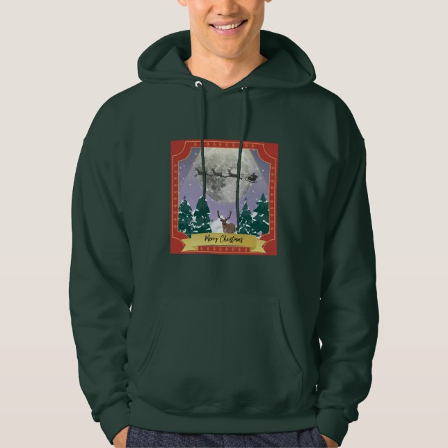 Moderne Weihnachtsnachtsnacht mit Santa Reindeer Hoodie (Vorderseite)