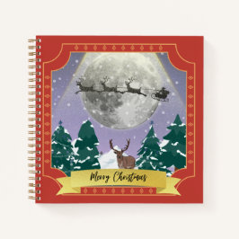 Moderne Weihnachtsnachtsnacht mit Santa Reindeer Notizbuch