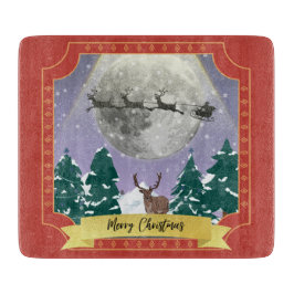 Moderne Weihnachtsnachtsnacht mit Santa Reindeer Schneidebrett
