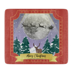 Moderne Weihnachtsnachtsnacht mit Santa Reindeer Schneidebrett