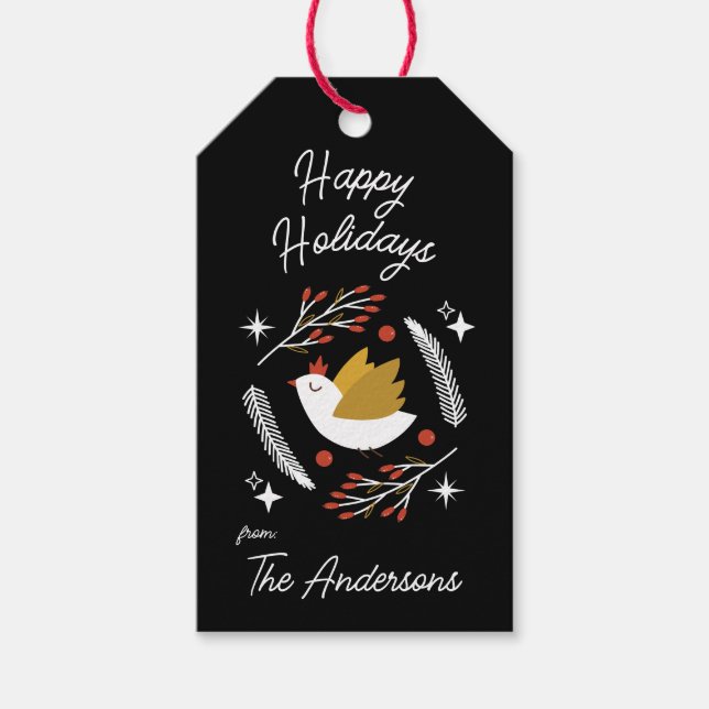 Moderne Weihnachtsröhre & Berries individuell anpa Geschenkanhänger (Vorderseite)