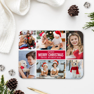 Moderne Weihnachtsrote Fotocollage Magnet